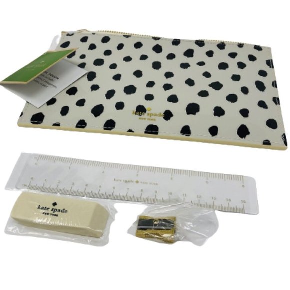 Kate Spade Pencil Pouch Bag, Pencils, Ruler, Sharpener, & Eraser Set #2440 - Picture 1 of 5